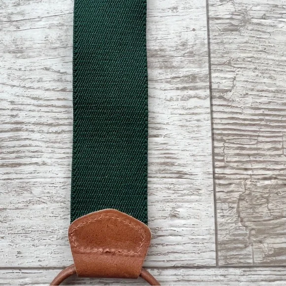 Vintage RARE MENS Polo Ralph Lauren Green Red Black Suspenders Braces Brass